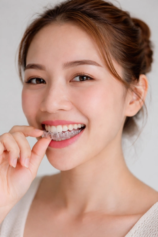 Girl with aligners