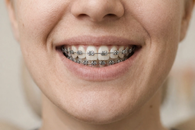 metallic braces on teeth